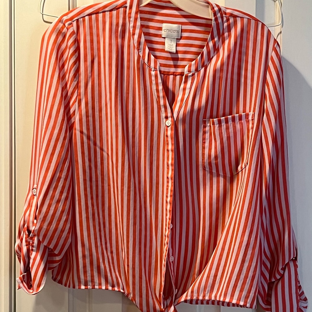 Striped button blouse